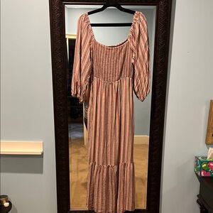 Marine Layer Pink and White Long Sleeve Dress